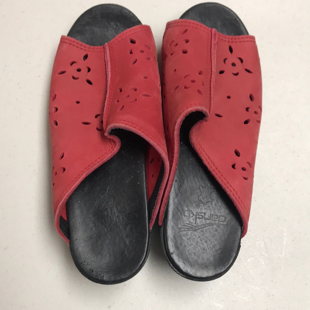 Dansko vintage red suede leather clogs